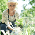 Senior woman gardening on beautiful spring day