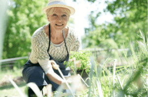 Senior woman gardening on beautiful spring day